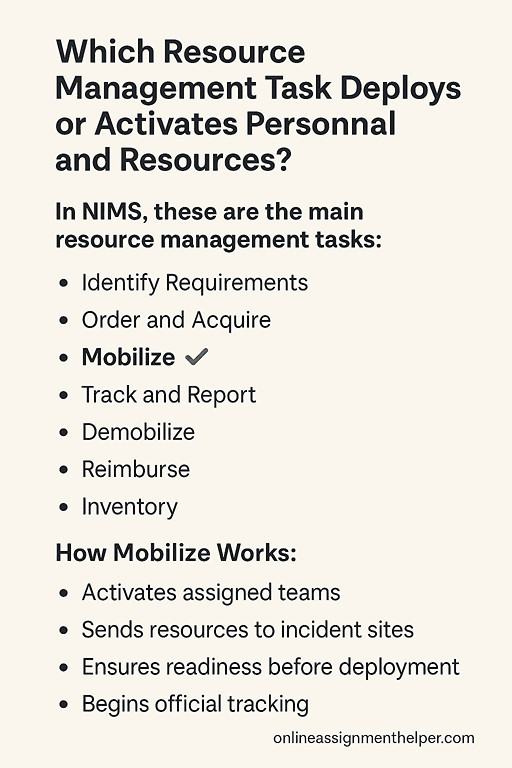 Which Resource Management Task Deploys or Activates Personnel and Resources