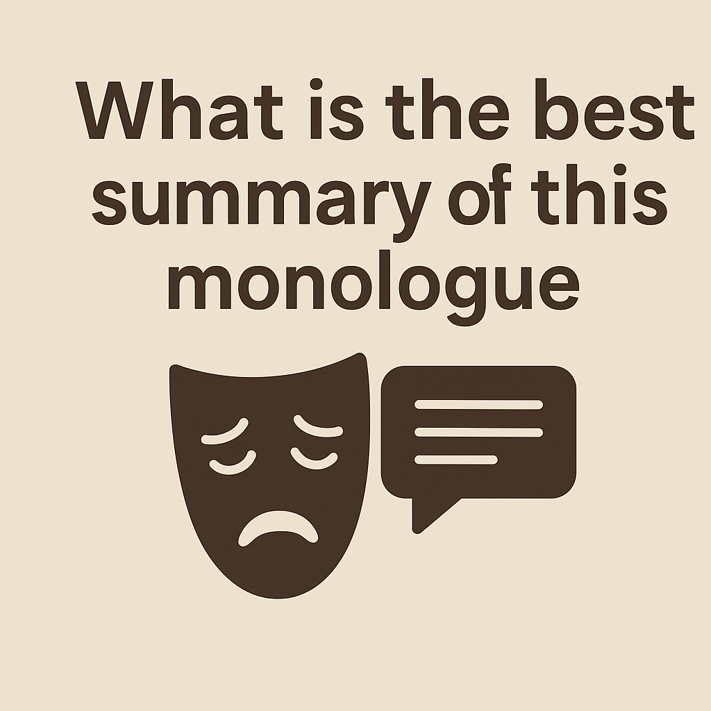 What is the best summary of this monologue